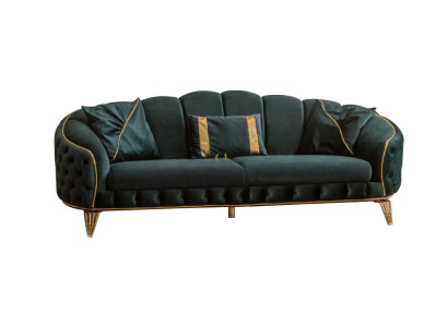 Modern Chesterfield Grün Sofa 3 Sitz Couchen Dreisitzer Neu Textil Metall