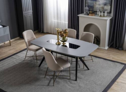 Grau-Weiße Esszimmer Möbel Esstisch Luxus 4x Polsterstühle Moderner Set