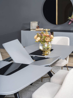 Grau-Weiße Esszimmer Möbel Esstisch Luxus 4x Polsterstühle Moderner Set