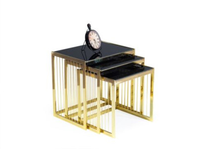 Komplette Beistelltische Kaffeetische Sofatische 3tlg Couchtische Gold