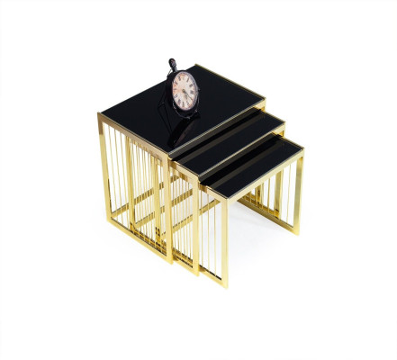 Komplette Beistelltische Kaffeetische Sofatische 3tlg Couchtische Gold