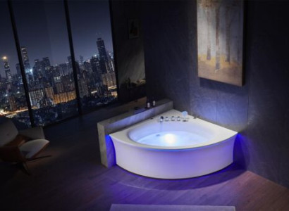 Eckwanne Badewanne Eckbadewanne Whirlpool Ergonomisch Wasserfall LED