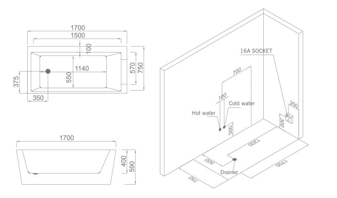 Whirlpool Badewanne Spa Wannen LED-Beleuchtung Massagedüsen Sprudel
