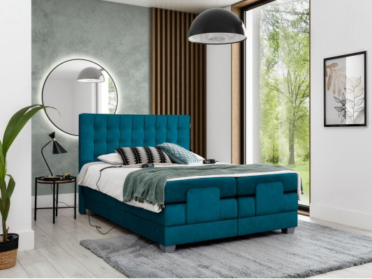 Schlafzimmer Bett Polsterbett Modern Blau Doppelbett Design Textil Luxus