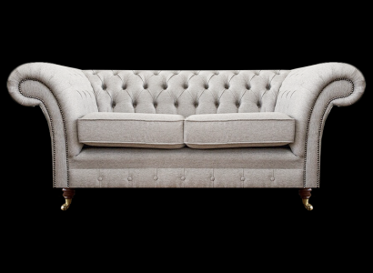Polstermöbel Grau Zweisitzer Sofa Couch Wohnzimmer Chesterfield