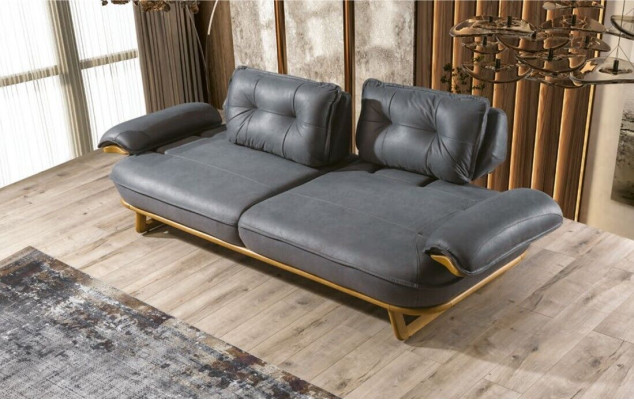 Exklusiver Grauer 3-Sitzer Designer Sofa Wohnzimmer Polstercouch Möbel