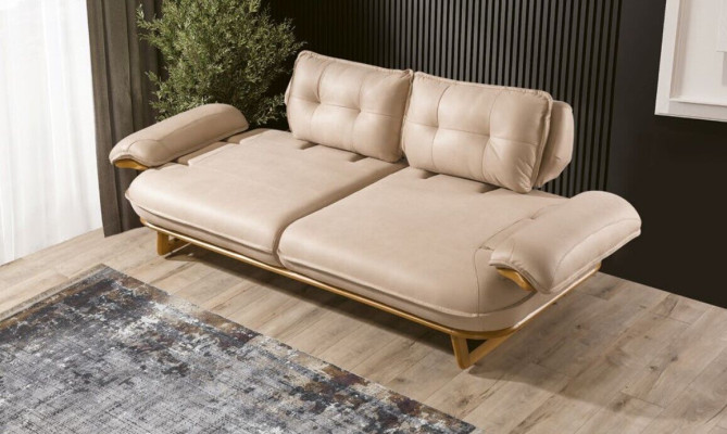 Moderne Beige Couch Designer Dreisitzer Wohnzimmer 3-Sitzer Edles Sofa