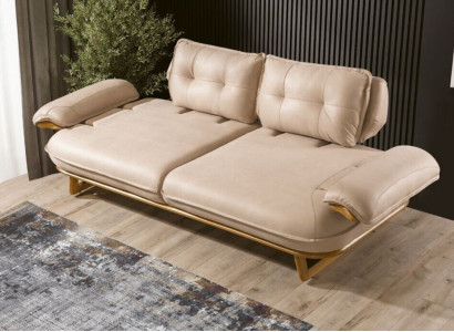 Moderne Beige Couch Designer Dreisitzer Wohnzimmer 3-Sitzer Edles Sofa