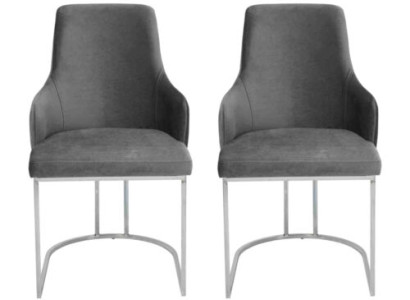 Graue 2x Esszimmerstühle Gepolsterte Stühle Luxus Esszimmer 2-er Set
