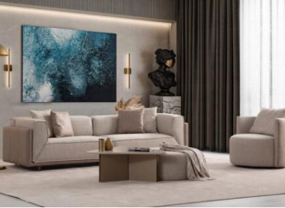 Beige Wohnzimmer Set Helles Sofagarnitur 3+1 Sitzer Neuheit 2tlg. neu
