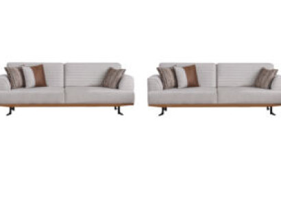 Luxuriöses Grau-Braun Wohnzimmer Set zwei Dreisitzer-Sofas und zwei Sesseln