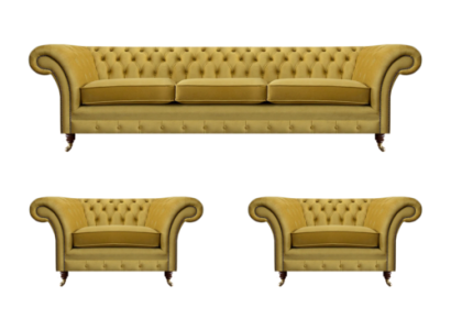 Gelb Sofagarnitur Wohnzimmer Komplett 3tlg Sofas Textil Sessel Neu Chesterfield