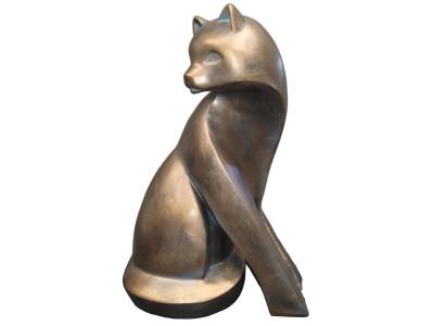 Design Figur Statuen Skulptur designer Goldene bunte Skulpturen Katze 60 cm Neu