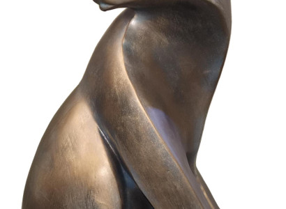 Design Figur Statuen Skulptur designer Goldene bunte Skulpturen Katze 60 cm Neu