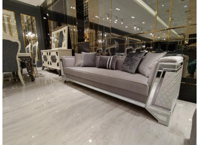 Elegantes Wohnzimmer Mobiliar Sofa 3 Sitzer Hochwertiges Sofa 3 Sitzer Grau