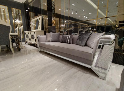 Elegantes Wohnzimmer Mobiliar Sofa 3 Sitzer Hochwertiges Sofa 3 Sitzer Grau