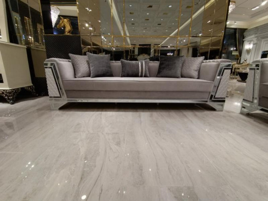 Elegantes Wohnzimmer Mobiliar Sofa 3 Sitzer Hochwertiges Sofa 3 Sitzer Grau