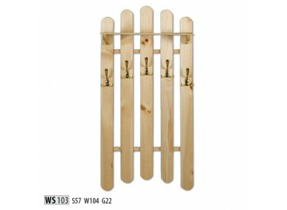 Handgefertigte Wandgarderobe aus massivem Kiefernholz Kleiderschrank mit 5 Haken