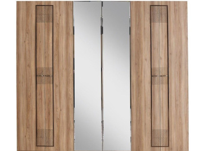 Holzschrank Schlafzimmerschrank Kleiderschrank Schrank Braun Spiegel