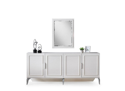 Garnitur Anrichte Sideboard Schrank Holzschrank Holz Spiegel Weiß