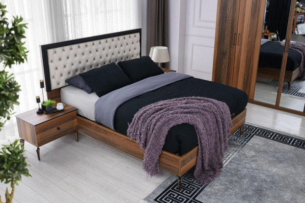 Bettrahmen Bett Doppelbett Holzbett Braun Bettgestelle Schlafzimmer