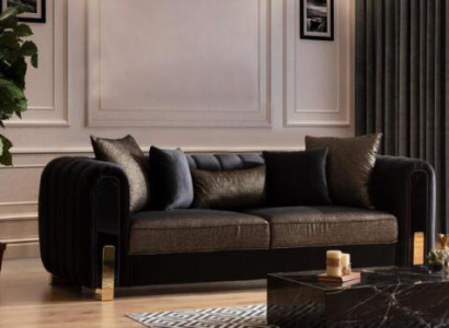 Medusa Dreisitzer Sofa 3 Sitzer Couches Sofas Luxus Polster Couch Schwarz Stoff