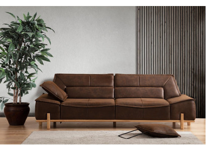 Couch Stoffsofa Dreisitzer Sofa Sitzer Polstersofa Braun Stoff Modern