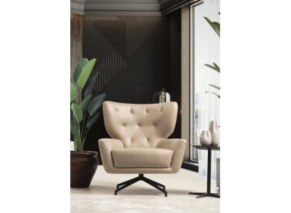 Ohrensessel Sessel Polster 1 Sitzer Braun Polstersessel Leder Moderne