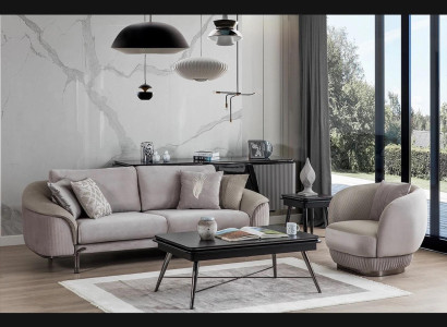 Komplett Set 2tlg Sessel Design Dreisitzer Sofa Wohnzimmer Luxus Design