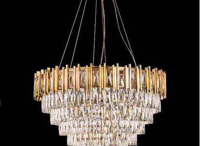 Luster Kronleuchter Deckenleuchter Luxus Gold Deckenlampe Kristall