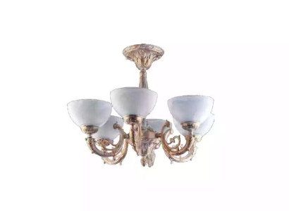 eckenlampe Lüster Deckenleuchter Kronleuchter Lampe Glas Beige Art