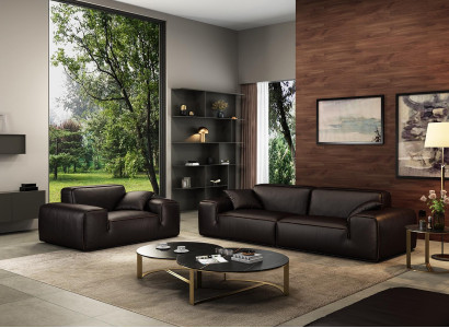 Schwarze Sofagarnitur Luxus 3+1 Sitzer Ledercouchen Wohnzimmer Möbel