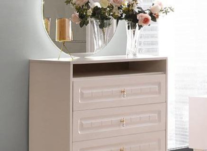 Kommode mit Spiegel Regal Beige Einfarbig Schlafzimmer Jugendzimmer Modern Stil