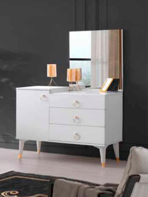 Schminktisch mit Spiegel Weiß Farbe Modern Design Rechteck Schlafzimmer