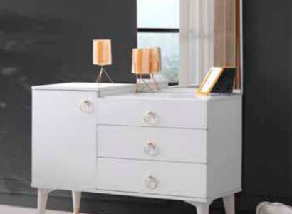 Schminktisch mit Spiegel Weiß Farbe Modern Design Rechteck Schlafzimmer