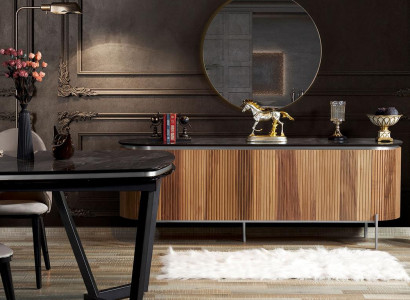 Luxuriös Esszimmer Set Modern Besteht aus Schwarz Anrichte und Spiegel
