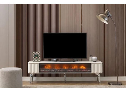  TV-Lowboard weiße Spanplatte Metall-Luxusmöbel Kamin Wohnzimmer neu