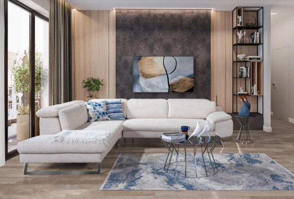 Hvid hjørnepolstret sofa L-formede sofaer stue moderne opholdsområder