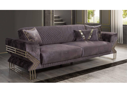 Moderner Lila Dreisitzer Designer Couch Polster Sofa Wohnzimmer 3-Sitzer
