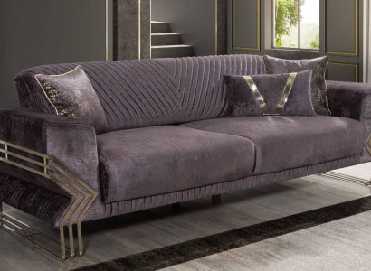 Moderner Lila Dreisitzer Designer Couch Polster Sofa Wohnzimmer 3-Sitzer