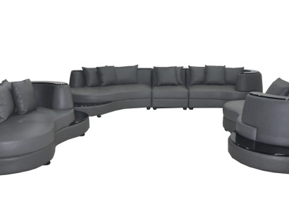 Luxus Wohn Eck Leder Garnitur Landschaft Polster Ecke XXL Big Sofa U Form + USB