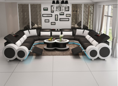 Ledersofa Couch Wohnlandschaft Ecksofa Eck Garnitur Design Modern Sofa G8035B
