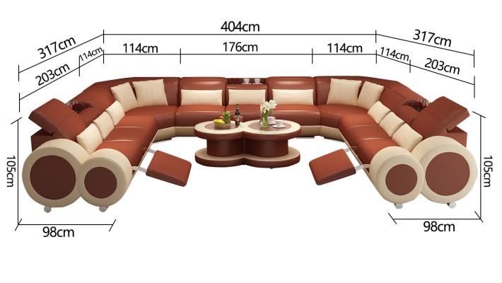 Ledersofa Couch Wohnlandschaft Ecksofa Eck Garnitur Design Modern Sofa G8035B