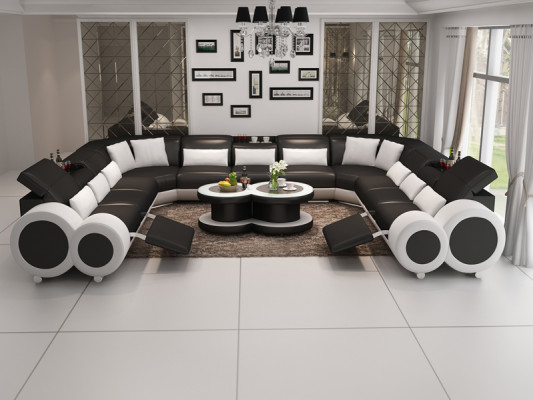 Ledersofa Couch Wohnlandschaft Ecksofa Eck Garnitur Design Modern Sofa G8035B