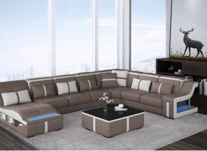 Eck Sofa Couch Polster Eck Sitz U Form Leder Garnitur Wohnlandschaft