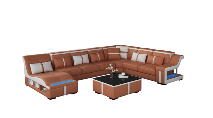 Eck Sofa Couch Polster Eck Sitz U Form Leder Garnitur Wohnlandschaft