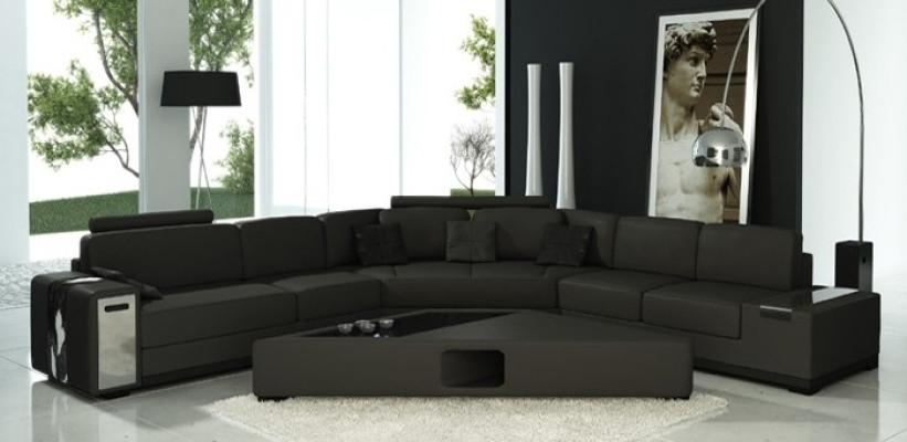 Ledersofa Ecksofa Sofa mit USB Polster Designer Eckgarnitur Wohnlandschaft LimaS