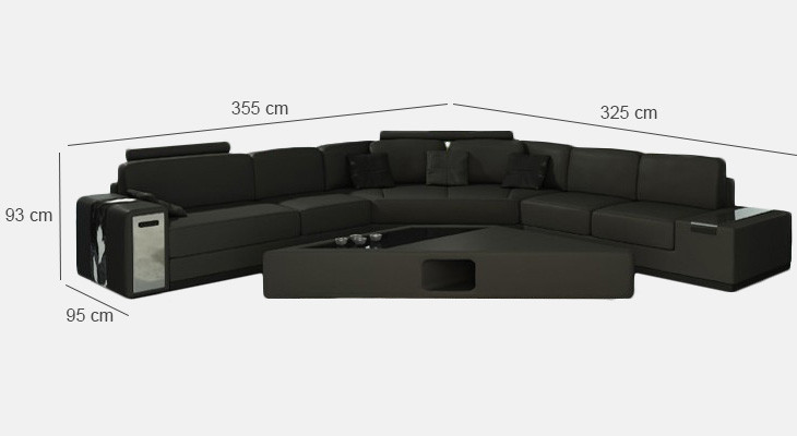 Ledersofa Ecksofa Sofa mit USB Polster Designer Eckgarnitur Wohnlandschaft LimaS