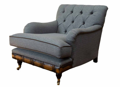 Sessel Ohrensessel Sitzer Stoff Luxus Wohnzimmer Klassisch Chesterfield