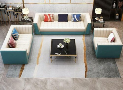 Ledersofa Sofa Couch Polster 321 Sitzer Couchtisch 2x Beistelltisch 6tlg. Neu